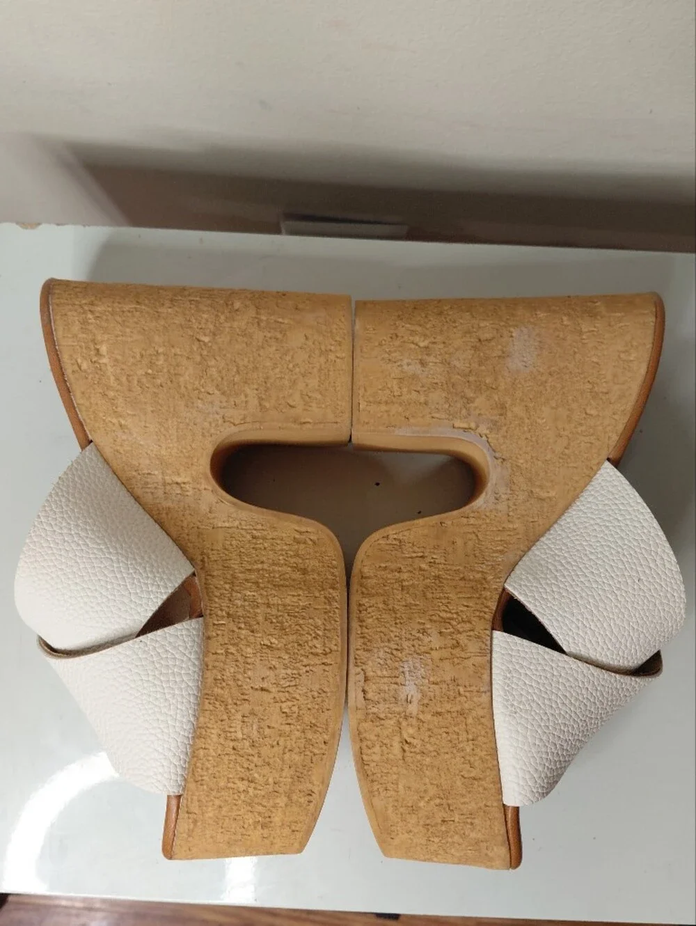 Steve Madden Saffron White Cork Platform Mule Sandals Size 8